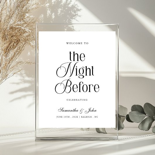 The Night Before Rehearsal Dinner Welcome Sign Poster