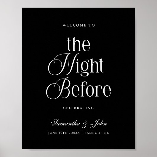 The Night Before Rehearsal Dinner Welcome Sign Poster (Vorne)