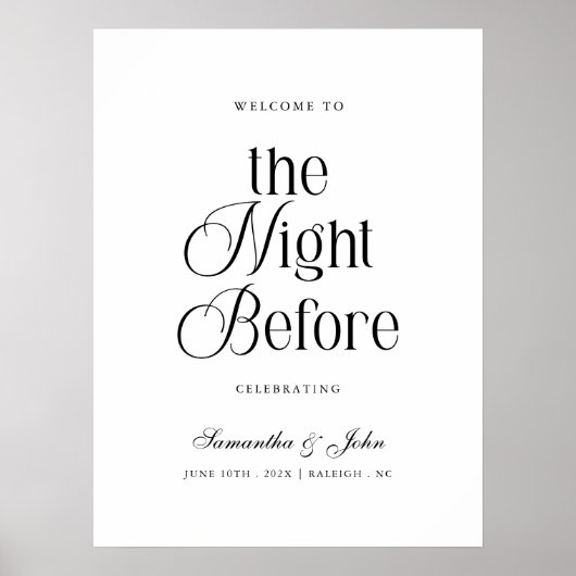 The Night Before Rehearsal Dinner Welcome Sign Poster (Vorne)