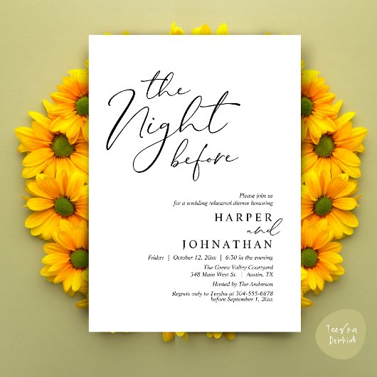 The Night Before Romantic Wedding Rehearsal Dinner Einladung