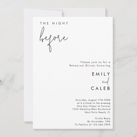 The Night Before Script Chic Probe Dinner Einladung (Vorderseite)