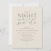“The Night Before We Do” Modern Rehearsal Dinner Einladung (Vorderseite)