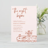 The Night Before Whimsical Doodle Rehearsal Dinner Einladung (Stehend Vorderseite)