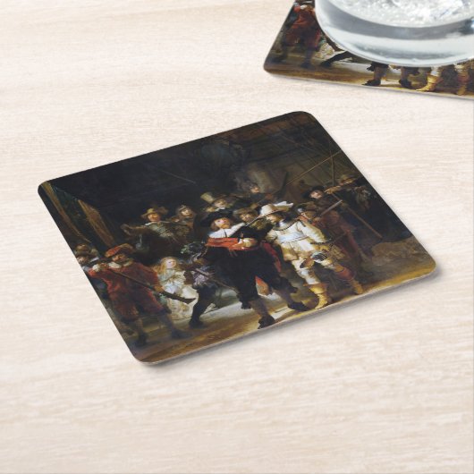 The Night Watch, Rembrandt, 1642 Rechteckiger Pappuntersetzer (angewinkelt)