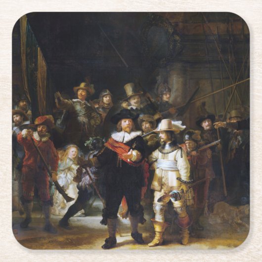 The Night Watch, Rembrandt, 1642 Rechteckiger Pappuntersetzer (Vorderseite)