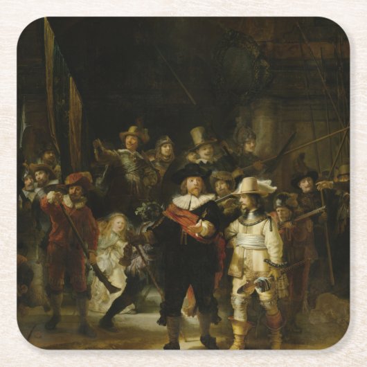 The Night Watch, Rembrandt van Rijn Rechteckiger Pappuntersetzer (Vorderseite)