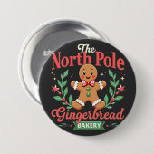 The North Pole Gingerbrot Bakery Weihnachten Button (Vorne & Hinten)