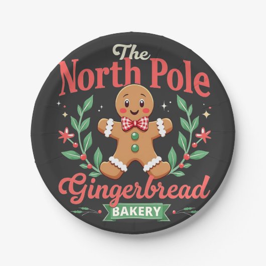 The North Pole Gingerbrot Bakery Weihnachten Pappteller (Vorderseite)