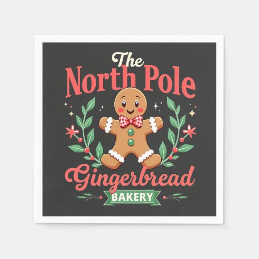 The North Pole Gingerbrot Bakery Weihnachten Serviette (Vorderseite)