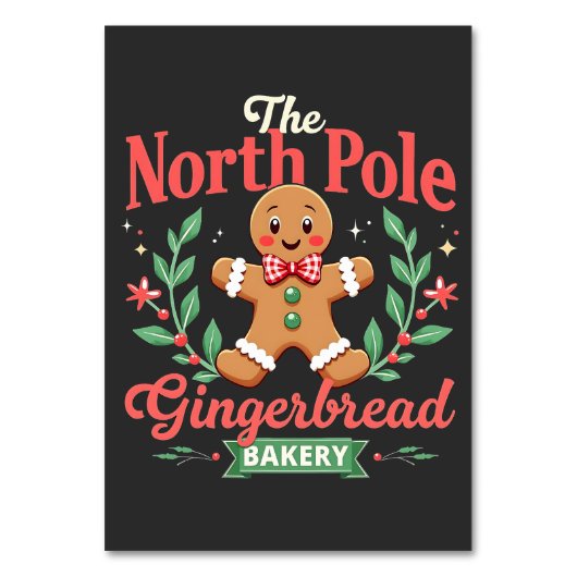 The North Pole Gingerbrot Bakery Weihnachten Tischnummer (Vorderseite)