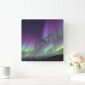 The Northern Lights | North Iceland Quadratische Wanduhr (Zuhause)