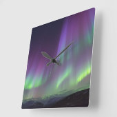 The Northern Lights | North Iceland Quadratische Wanduhr (Winkel)