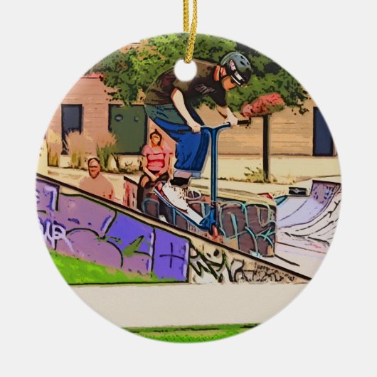 The Nosedive Landing - Scooter Rider Trick Keramik Ornament (Vorne)