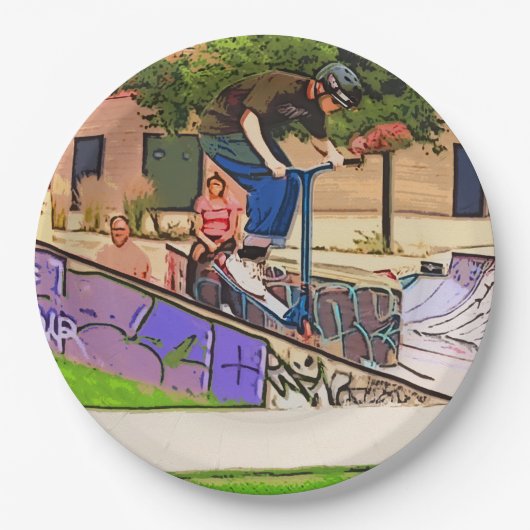 The Nosedive Landing - Scooter Rider Trick Pappteller (Vorderseite)