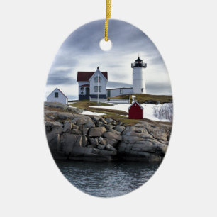 The "Nubble" Cape Neddick lighthouse York, Maine Keramikornament