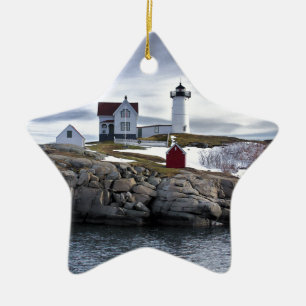 The "Nubble" Cape Neddick lighthouse York, Maine Keramikornament