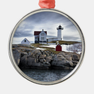 The "Nubble" Cape Neddick lighthouse York, Maine Ornament Aus Metall