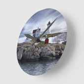 The "Nubble" Cape Neddick lighthouse York, Maine Runde Wanduhr (Winkel)