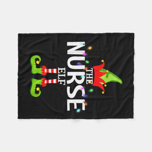 The Nurse Elf Christmas Matching Pajamas Fleecedecke (Vorderseite (Horizontal))