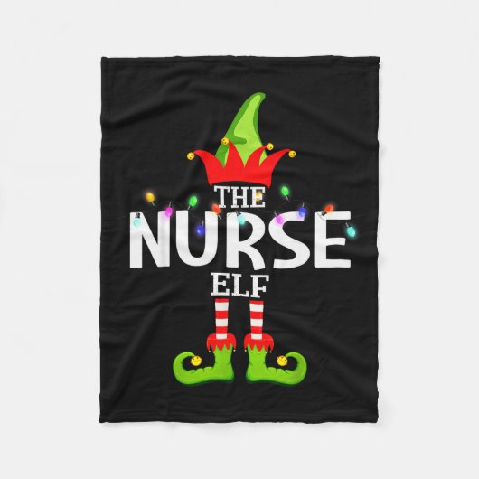 The Nurse Elf Christmas Matching Pajamas Fleecedecke (Vorderseite)