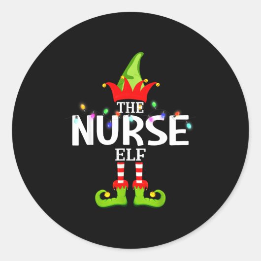 The Nurse Elf Christmas Matching Pajamas  Runder Aufkleber (Vorderseite)