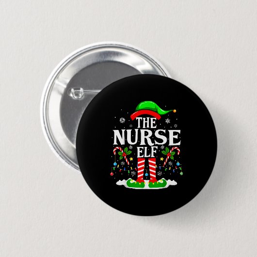 The Nurse Elf Christmas Nursing Funny Rn Christmas Button (Vorne & Hinten)