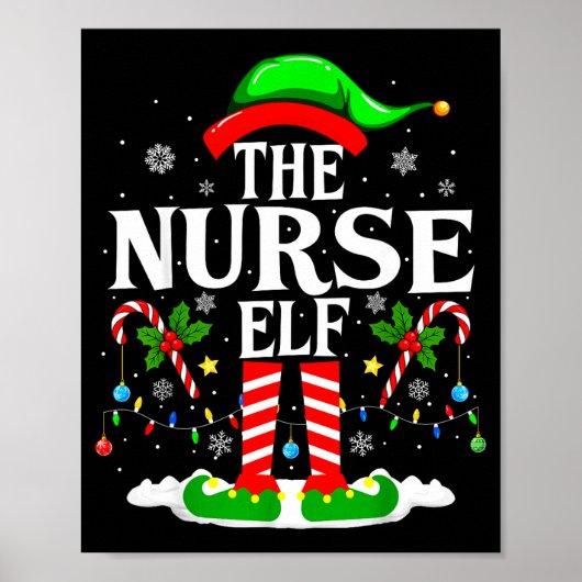 The Nurse Elf Christmas Nursing Funny Rn Christmas Poster (Vorne)