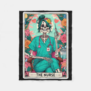 The Nurse Tarot Card Funny Skelett Nurse Hexy Fleecedecke