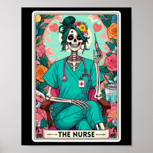 The Nurse Tarot Card Funny Skelett Nurse Hexy Poster