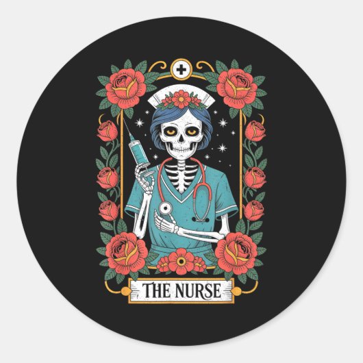 The Nurse Tarot Card  Runder Aufkleber (Vorderseite)