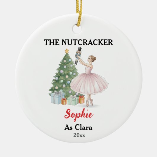 The Nutcracker Ballerina Custom Name & Role Keramik Ornament (Vorne)
