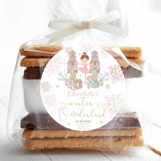 The Nutcracker Ballet Blush Pink Winter Onederland Runder Aufkleber