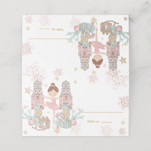 The Nutcracker Christmas Ballet Brunette Pink Tutu Platzkarte (Außenseite Aufgefaltet)