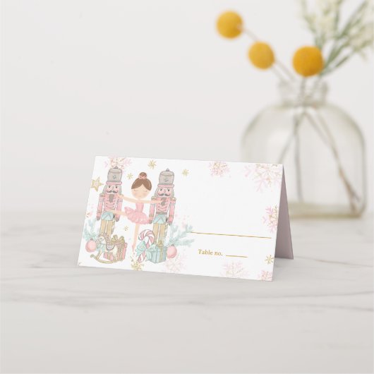 The Nutcracker Christmas Ballet Brunette Pink Tutu Platzkarte (Vorderseite)