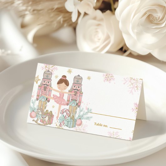 The Nutcracker Christmas Ballet Brunette Pink Tutu Platzkarte