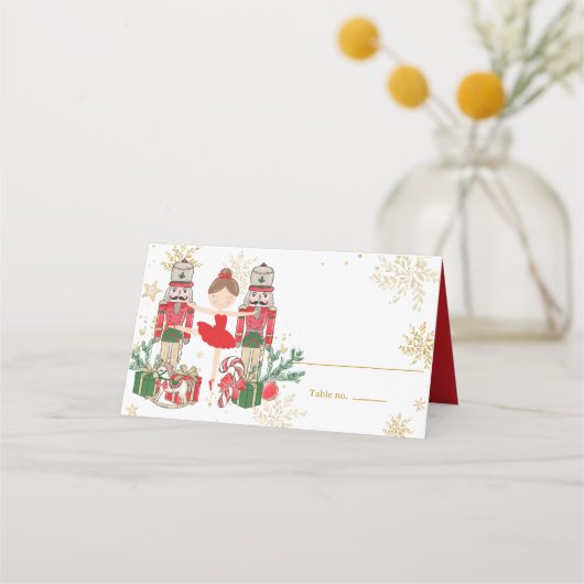 The Nutcracker Christmas Ballet Brunette Red Tutu Platzkarte (Vorderseite)