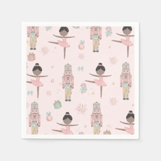 The Nutcracker Pink Christmas Ballet 1st Birthday Serviette (Vorderseite)