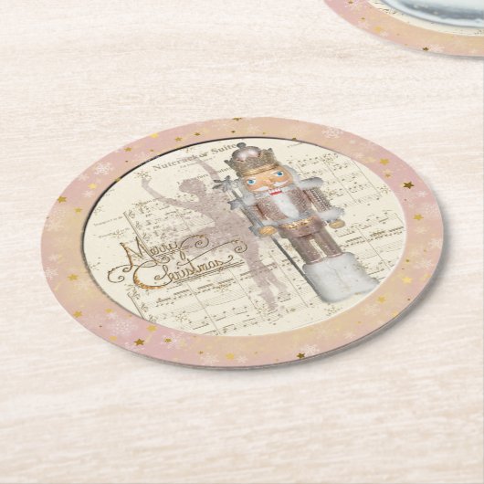 The Nutcracker Suite - Pink Sequins Paper Unterset Runder Pappuntersetzer (Angewinkelt)