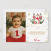 The Nutcracker Winter Onederland 1st Birthday Dankeskarte (Vorderseite)