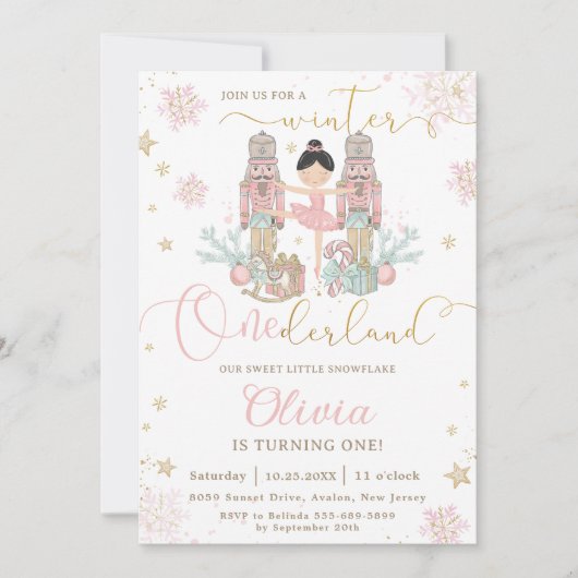 The Nutcracker Winter Onederland 1st Birthday  Einladung (Vorderseite)