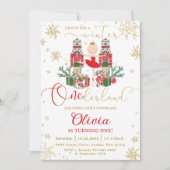 The Nutcracker Winter Onederland 1st Birthday Red Einladung (Vorderseite)