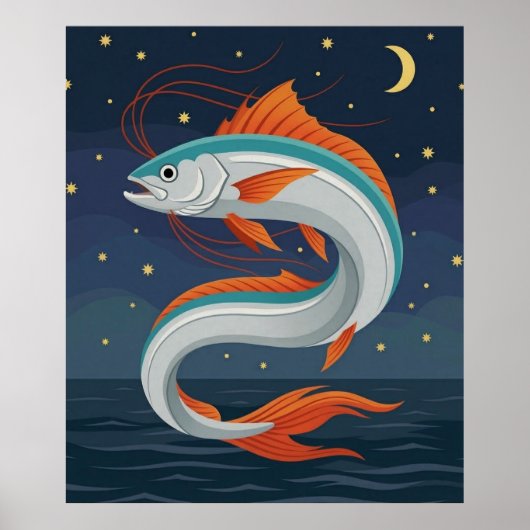 The Oarfish Tarot Card Poster with Crescent Moon a (Vorne)