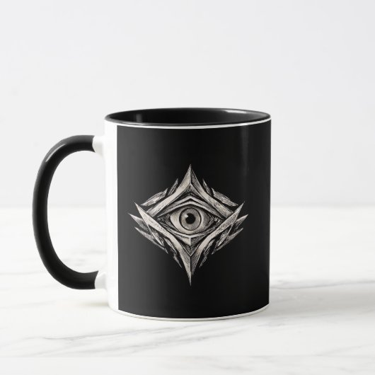 The Observer Core – Geometrisches Auge der Achtsam Tasse (Links)