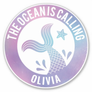 The Ocean Is Calling Mermaid Quote Aufkleber