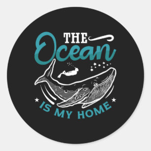 The Ocean Is My Home Freediving Apnoe Freediver Runder Aufkleber