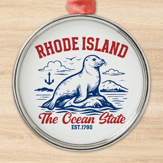 The Ocean State Seal – Rhode Island  Ornament Aus Metall