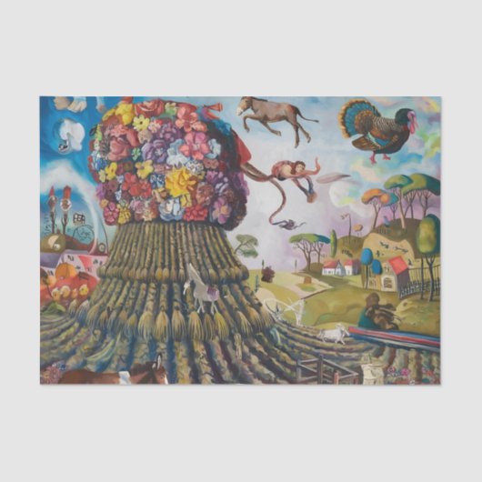 The Odd Farm Day Surreal Painting Seidenpapier (Vorderseite)