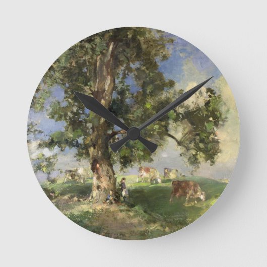 The Old Ash Tree (oil on canvas) Runde Wanduhr (Vorderseite)