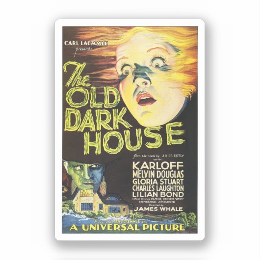 The Old Dark House - 1932 Vintage Poster Aufkleber (Vorderseite)