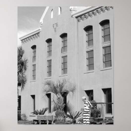 The Old Jail St Augustine Florida B&W Foto Poster (Vorne)